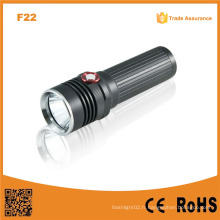 F22 Réglage automatique de la luminosité Xm-L U2 LED Rechargeable Black Camp Aluminium Tactical LED Powerful Flashlight